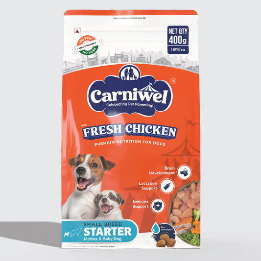 Carniwel Dry Dog Food with Fresh Chicken for Puppy and Mother dog. Ideal for small-breed dogs & pedigree dog. Healthy dog food
