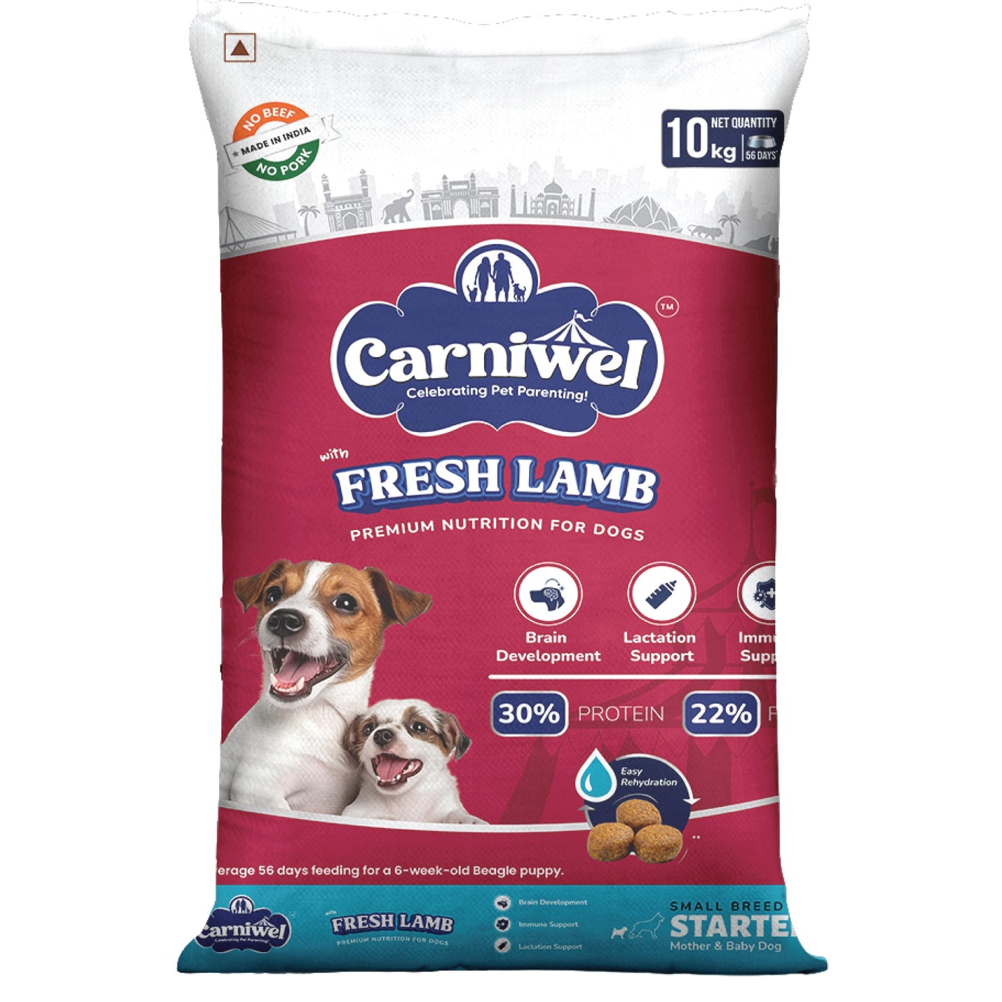 Carniwel Dry Dog Food with Fresh Lamb for Puppy and Mother dog. Ideal for small-breed dogs & pedigree dog. Healthy dog food