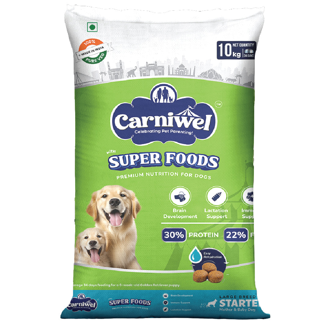 Carniwel Dry Dog Food with superfoods for Puppy and Mother dog. 100% vegetarian, ideal for large-breed dogs & pedigree dog.