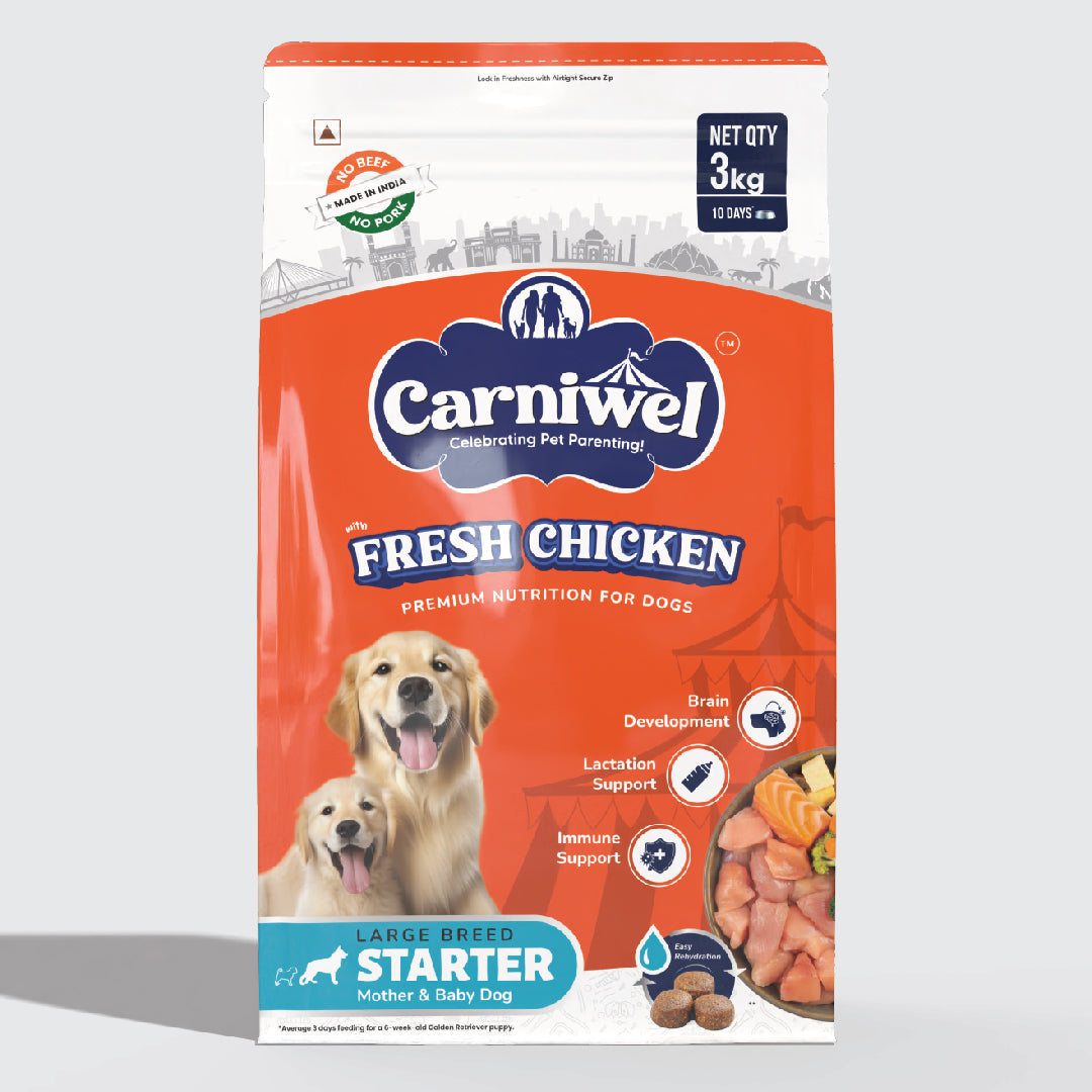 Carniwel Dry Dog Food with Fresh Chicken for Puppy and Mother dog. Ideal for large-breed dogs & pedigree dog. Healthy dog food