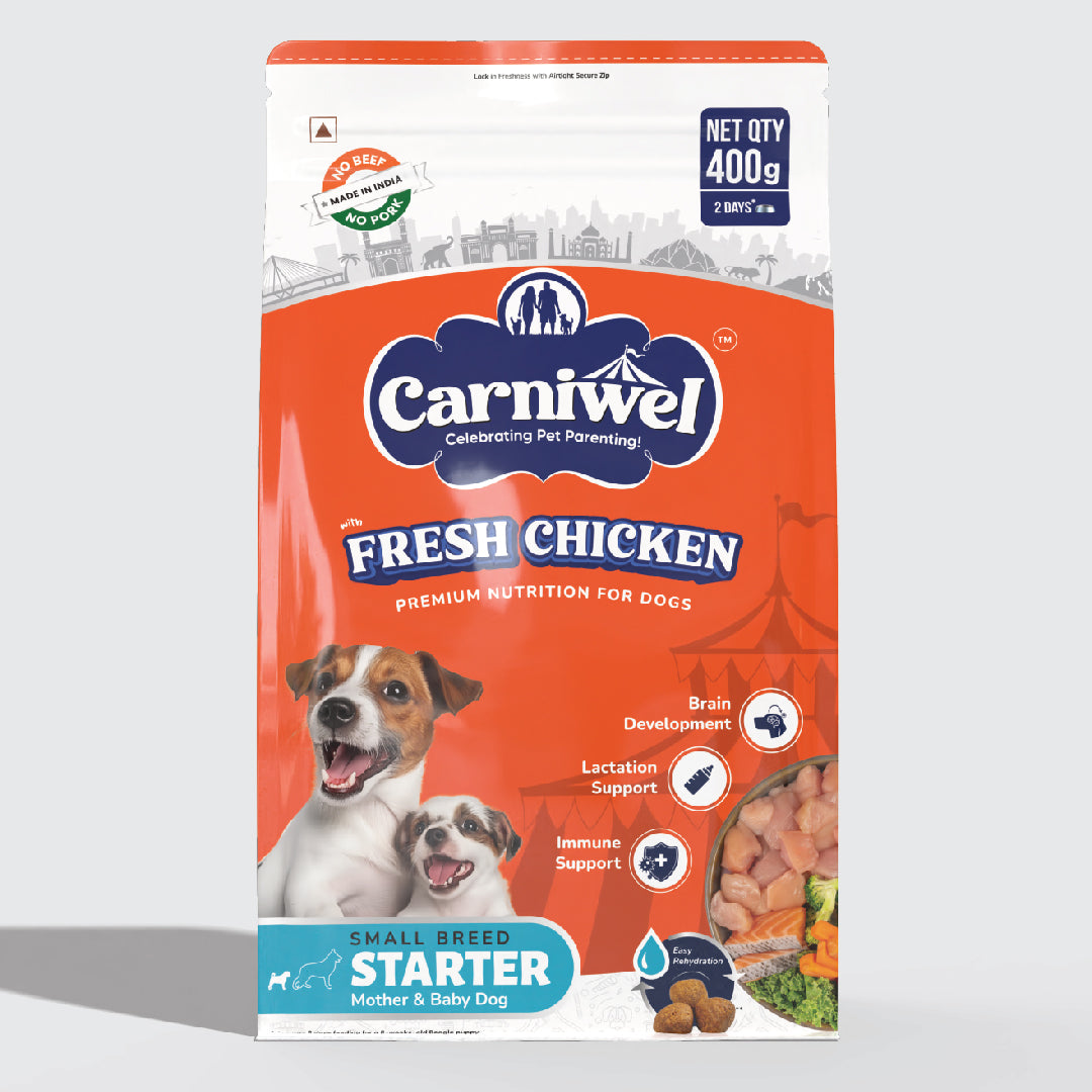 Carniwel Dry Dog Food with Fresh Chicken for Puppy and Mother dog. Ideal for small-breed dogs & pedigree dog. Healthy dog food
