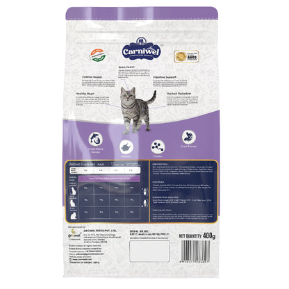 Carniwel Dry Cat Food with Fresh Fish & Shrimp for Adult cats formulated as per AAFCO standards. Best Pet Food