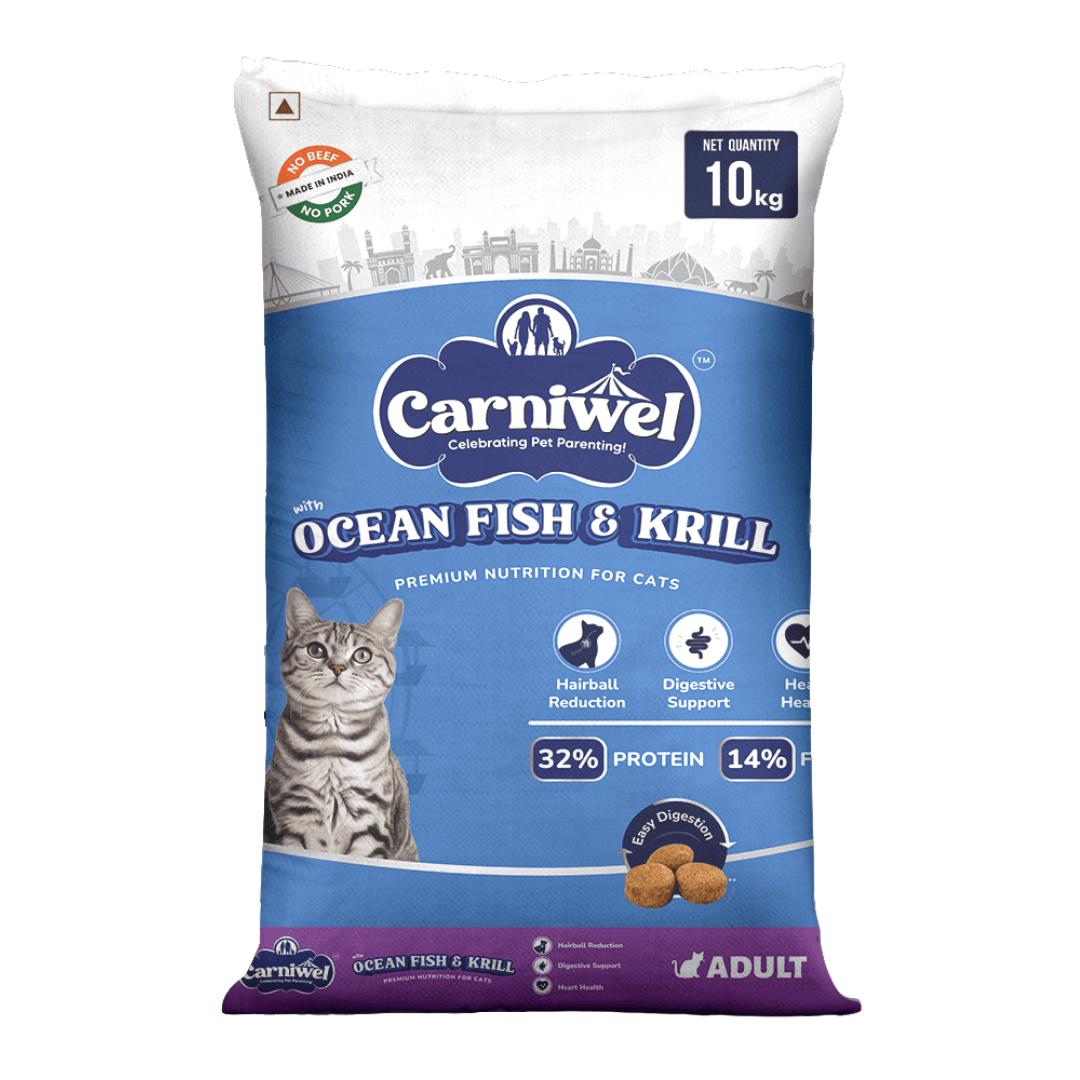 Carniwel Dry Cat Food with Ocean Fish & Krill for Adult Cats. Ideal for Adult Cats & Persian Cats. Best Pet Food