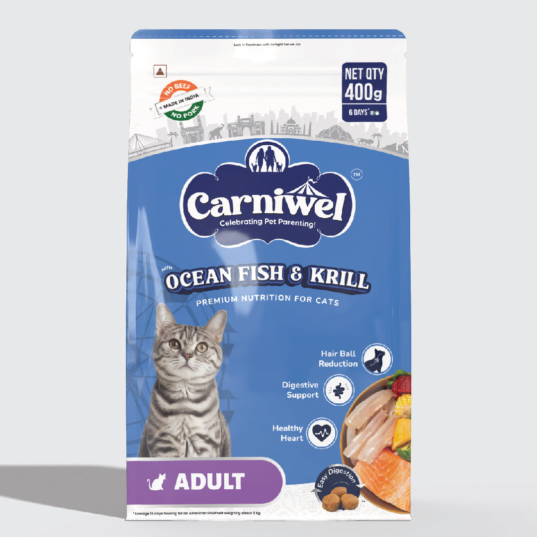 Carniwel Dry Cat Food with Ocean Fish & Krill for Adult Cats. Ideal for Adult Cats & Persian Cats. Best Pet Food