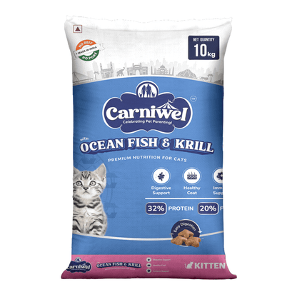 Carniwel Dry Cat Food with Ocean Fish & Krill for Kitten. Ideal for Kitten & Persian Cats. Premium cat food | Best Pet Food