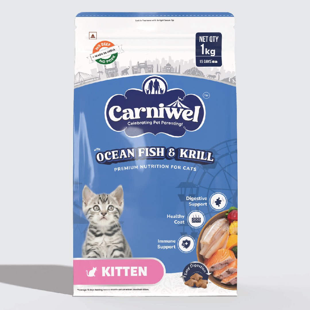 Carniwel Dry Cat Food with Ocean Fish & Krill for Kitten. Ideal for Kitten & Persian Cats. Premium cat food | Best Pet Food