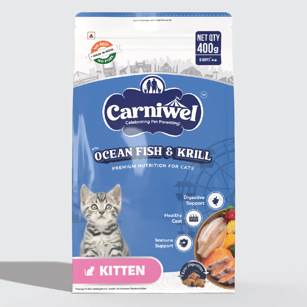 Carniwel Dry Cat Food with Ocean Fish & Krill for Kitten. Ideal for Kitten & Persian Cats. Premium cat food | Best Pet Food