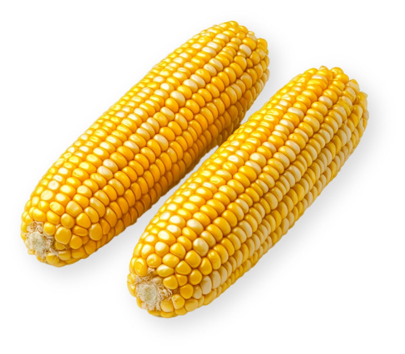 Carniwel Pet Food Ingredients - Two ears of yellow corn on a white background