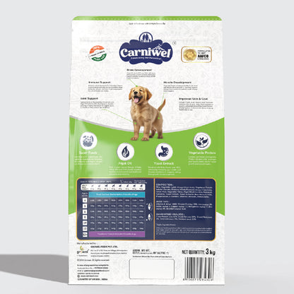 Carniwel Dry Dog Food with superfoods for puppy formulated as per AAFCO standards. Premium & Healthy dog food.