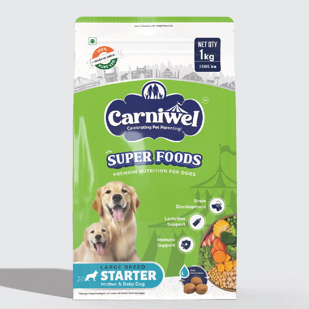Carniwel Dry Dog Food with superfoods for Puppy and Mother dog. 100% vegetarian, ideal for large-breed dogs & pedigree dog.