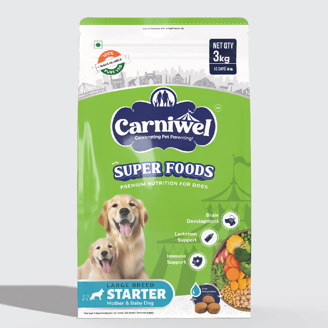 Carniwel Dry Dog Food with superfoods for Puppy and Mother dog. 100% vegetarian, ideal for large-breed dogs & pedigree dog.