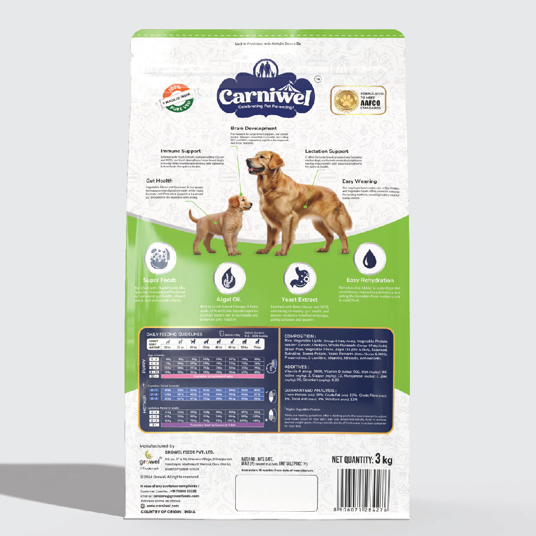 Carniwel Dry Dog Food with superfoods for puppy and mother dogs formulated as per AAFCO standards. Premium & healthy dog food