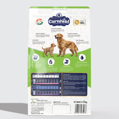 Carniwel Dry Dog Food with superfoods for puppy and mother dogs formulated as per AAFCO standards. Premium & healthy dog food
