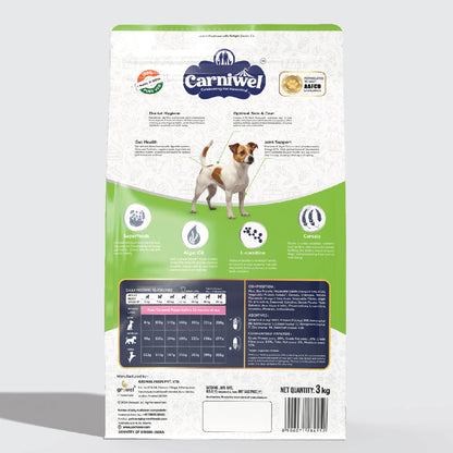 Carniwel Dry Dog Food with superfoods for Adult Dogs formulated as per AAFCO standards. Premium & healthy dog food.