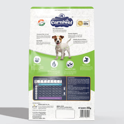 Carniwel Dry Dog Food with superfoods for puppy formulated as per AAFCO standards. Premium & healthy dog food. Best Pet Food