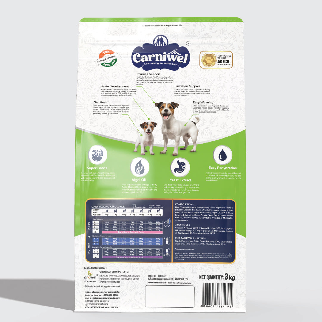 Carniwel Dry Dog Food with superfoods for puppy and mother dogs formulated as per AAFCO standards. Premium & healthy dog food