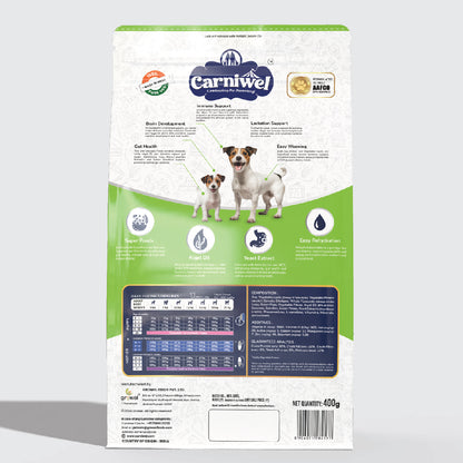 Carniwel Dry Dog Food with superfoods for puppy and mother dogs formulated as per AAFCO standards. Premium & healthy dog food