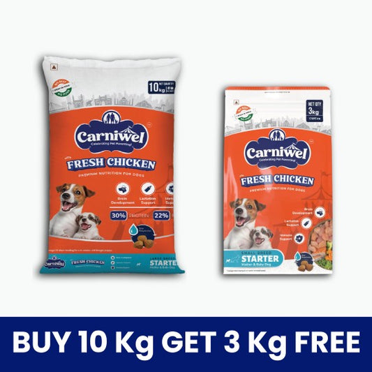 Carniwel Dry Dog Food with Fresh Chicken for Small Breed, Starter