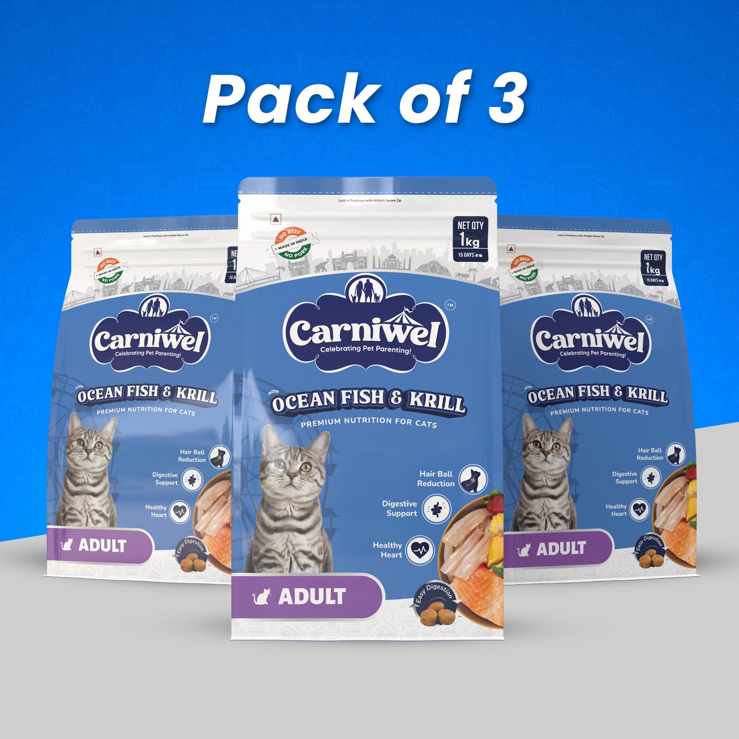 Ocean Fish & Krill, Dry Cat Food, Adult (Pack of 3)