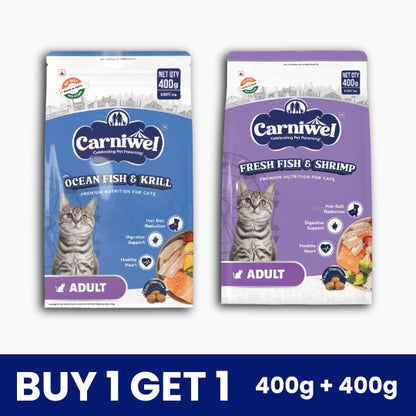 Carniwel Ocean Fish & Krill and Fresh Fish & Shrimp Cat Food, Adult (Pack of 2)